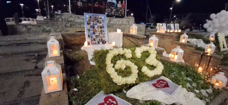 Shtip honors nightclub fire victims, memorial cornerstone laid