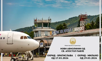 Николоски: Директни летови од Охид до Братислава и Милано, нови туристи и можности за економијата