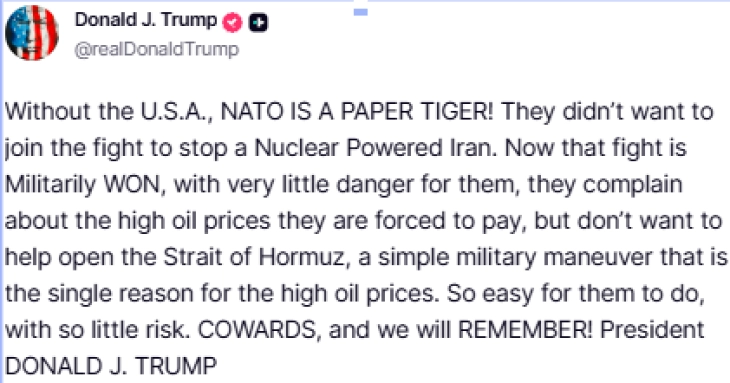 Трамп ги нарече сојузниците „кукавици“: НАТО е „тигар од хартија“ без САД