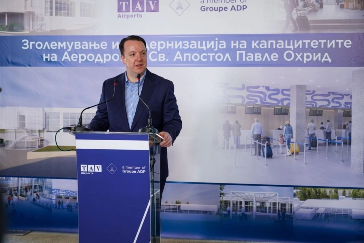 Николоски: Реконструкцијата на аеродромот во Охрид значи повеќе патници, развој на туризмот и бизнисот во регионот