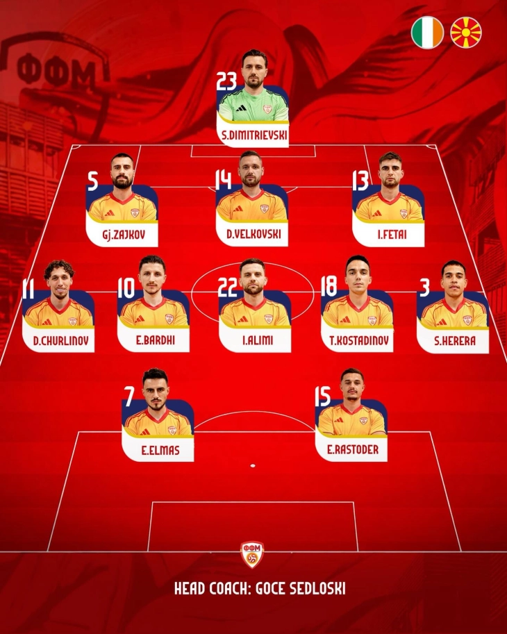 Седлоски со неколку измени во почетниот состав за дуелот со Ирска