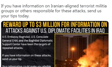 Departamenti amerikan i Shtetit ofron shpërblim prej tre milionë dollarëve për informata lidhur me sulmet ndaj objekteve amerikane në Irak