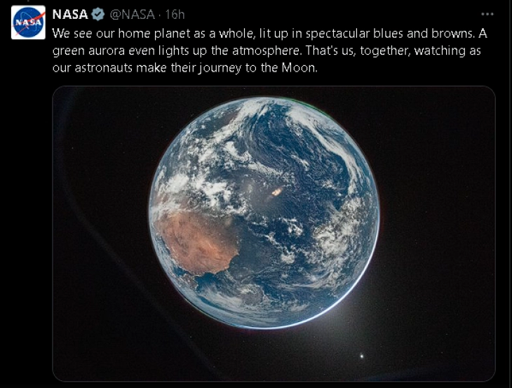 Astronauts on moon mission send back photos of Earth