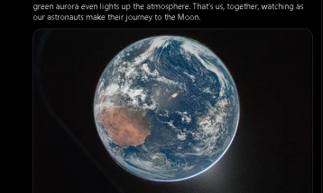 Astronauts on moon mission send back photos of Earth