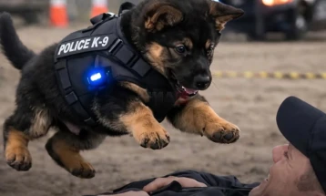 Дресираното куче Пончо од Мадрид го воодушеви светот, изведувајќи кардиопулмонална реанимација на полицаец за време на вежба