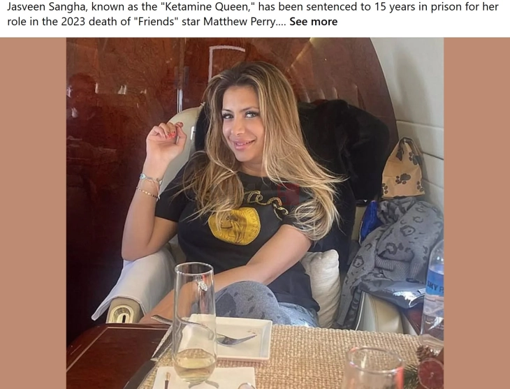 „Кралицата на кетаминот“ која е одговорна  за смртта на Метју Пери доби 15 години затвор 