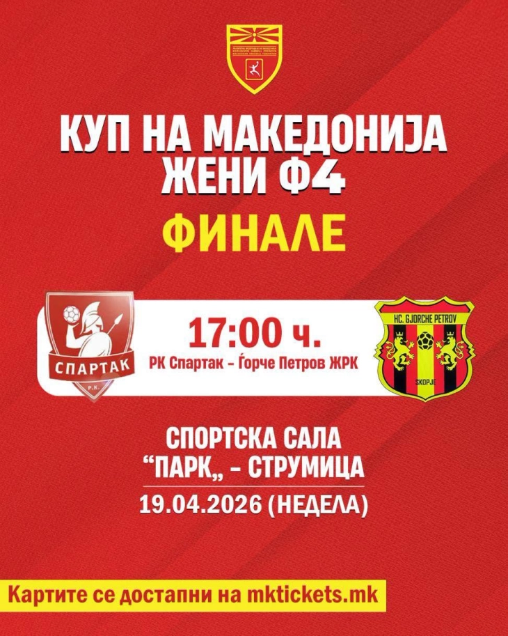 Спартак против ЖРК Ѓорче Петров во финалето на женскиот ракометен Куп