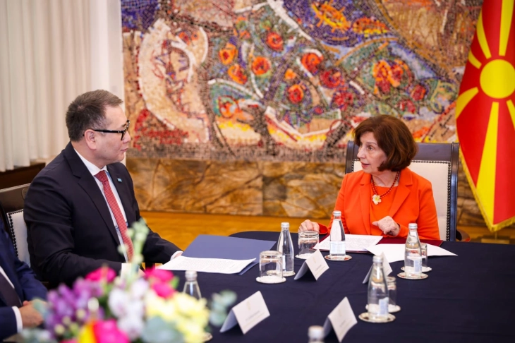 President Siljanovska Davkova meets Kazakhstan Minister Shakkaliyev, reaffirm friendly ties and commit to stronger economic cooperation